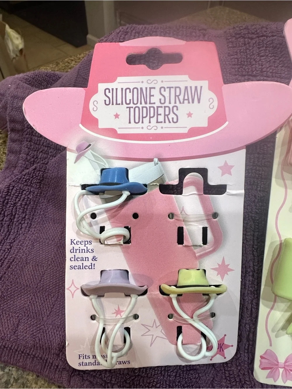 Silicone Bow, Flower Straw Toppers, and Cowboy hats. 11 total. All brand new